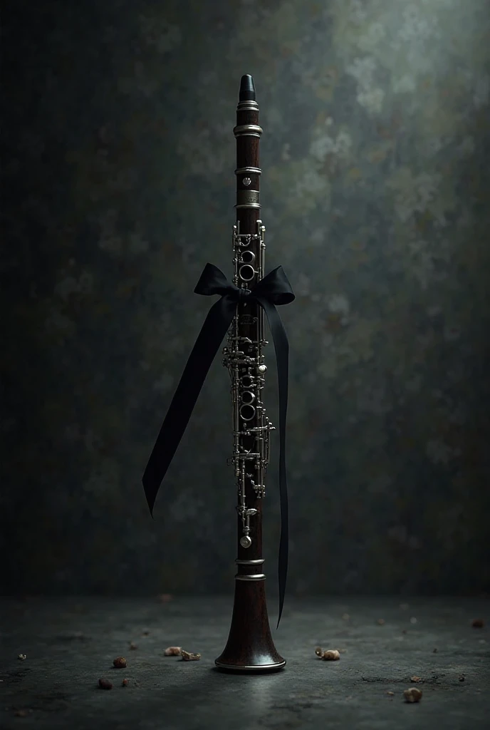 Funeral clarinet with black ribbon 