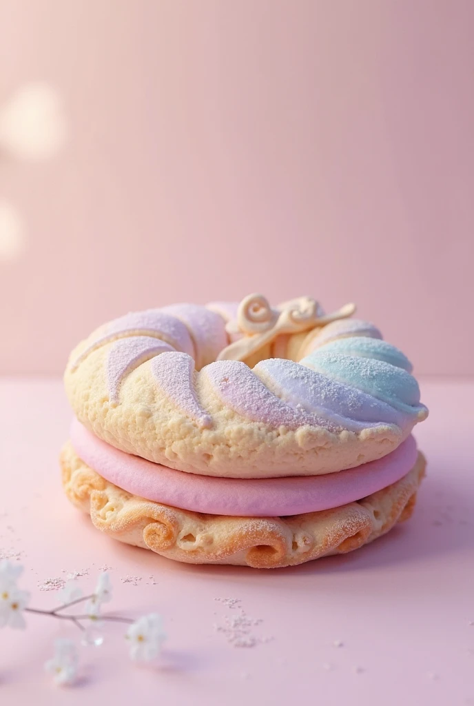 I want a pastry with pastel shades like rosita beige brown purple and blue that has a logo with the name Marisweets