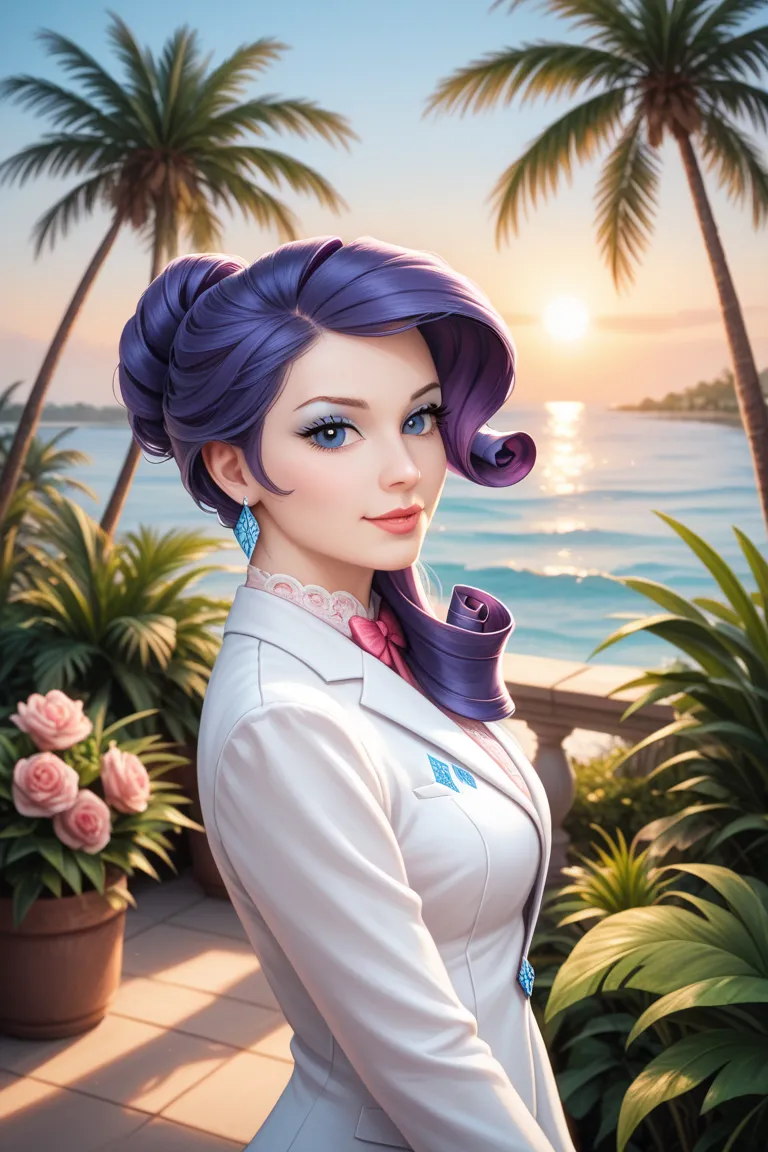 Rarity , human form , white suit and pink shirt , Miami vibe