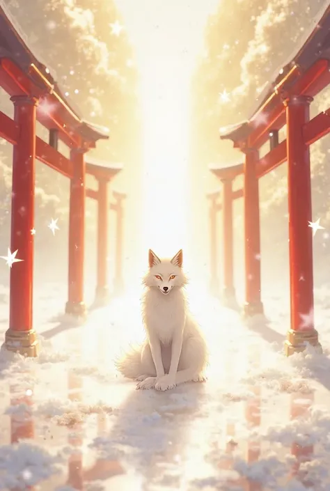 Create an anime-style image with the following information: A white fox with red eyes and human features in the center of the image
Refined Domain Concept
The domain is manifested as a heavenly sanctuary in the midst of a pure white void.. Golden columns f...