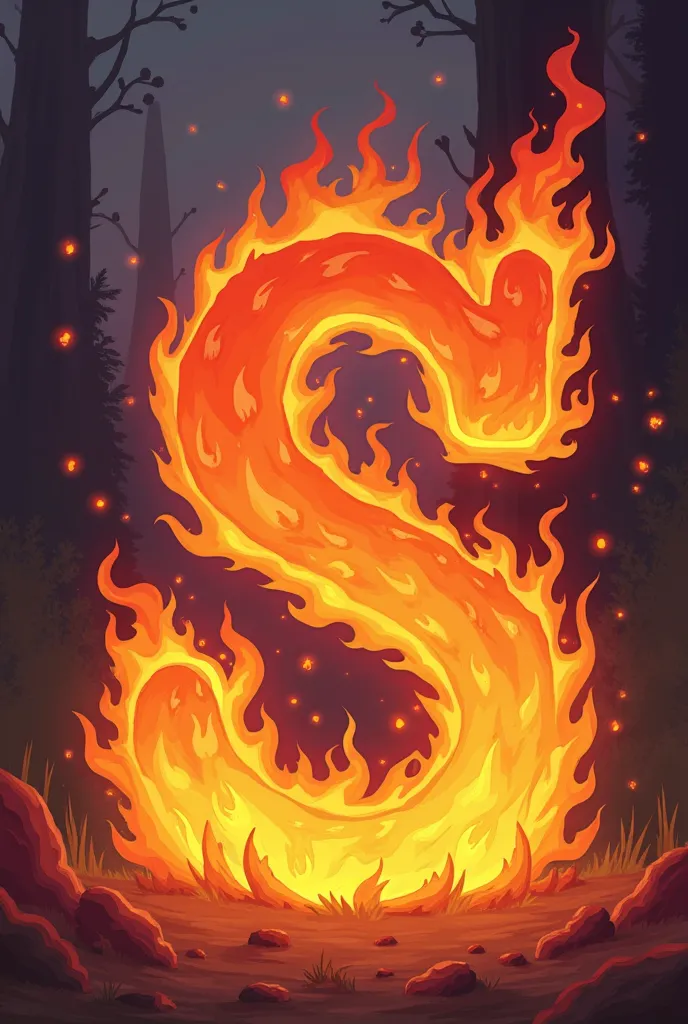 Lettres 'RUR' telles que les lettres sont du feu dans un style cartoon