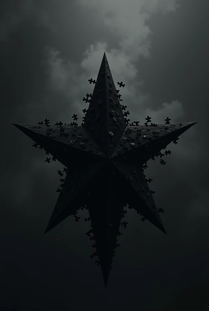 Create the black silhouette of a star that has puzzle pieces that are only black 