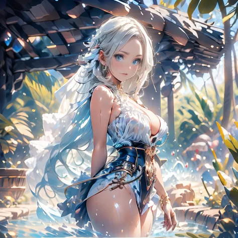 "Full-body anime kawaii character, beautifully detailed eyes and lips, long eyelashes, soft and elegant expression. A young woman with a slender and graceful figure, wearing a perfect, sexy and elegant thicc body nice sexy appeal, large breasts and butt. H...