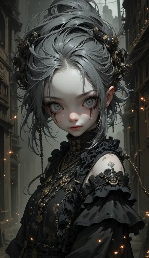 Tim Burton style、Girl in a gothic lolipunk costume、