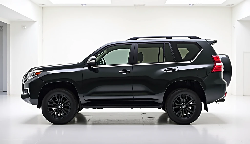 2025 Toyota Prado side images in showroom with black colour and white background 