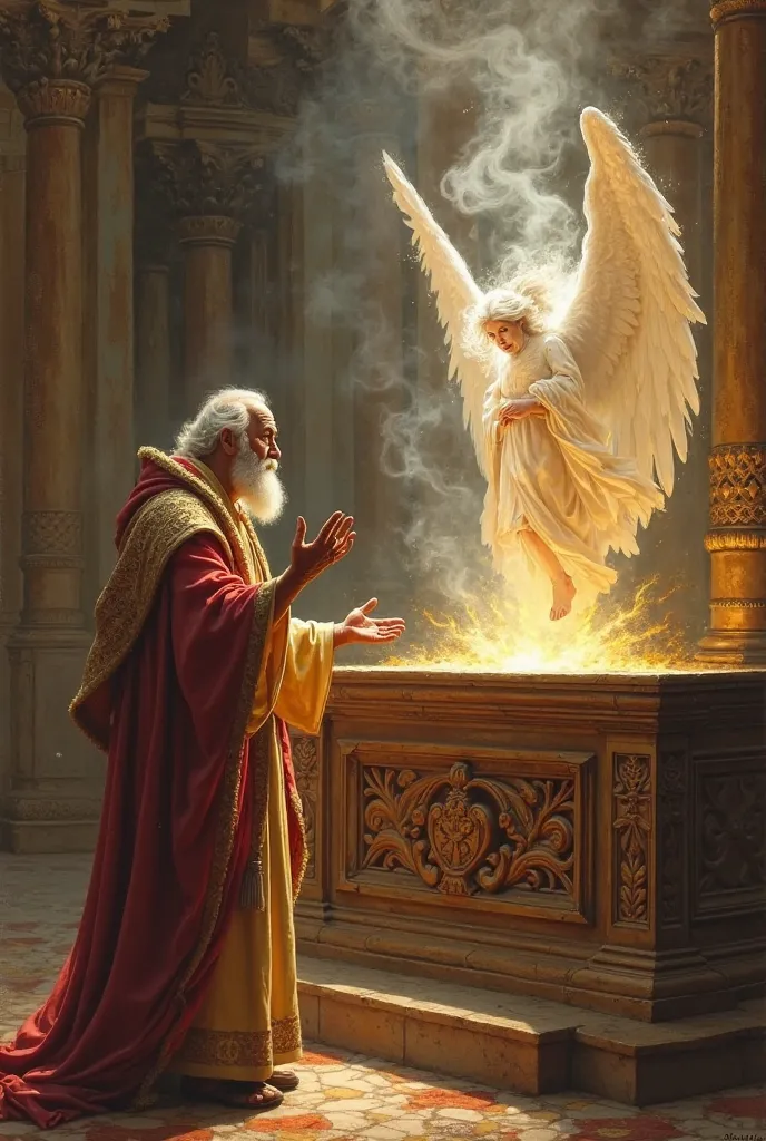 Zacharias at the altar of incense talking to the angel bible