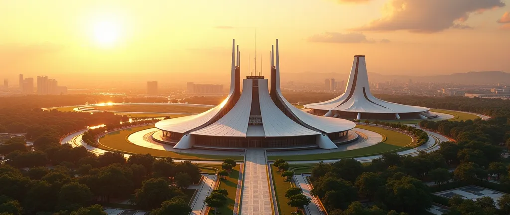 (photorealism:1.3) Brasilia Brazil with somewhat additionally advanced technology in the undertones, brilliantly shining environment, clean edges, touch of futuristic, still an aerial view of modern Brasilia in Brazil, warm tones in the air