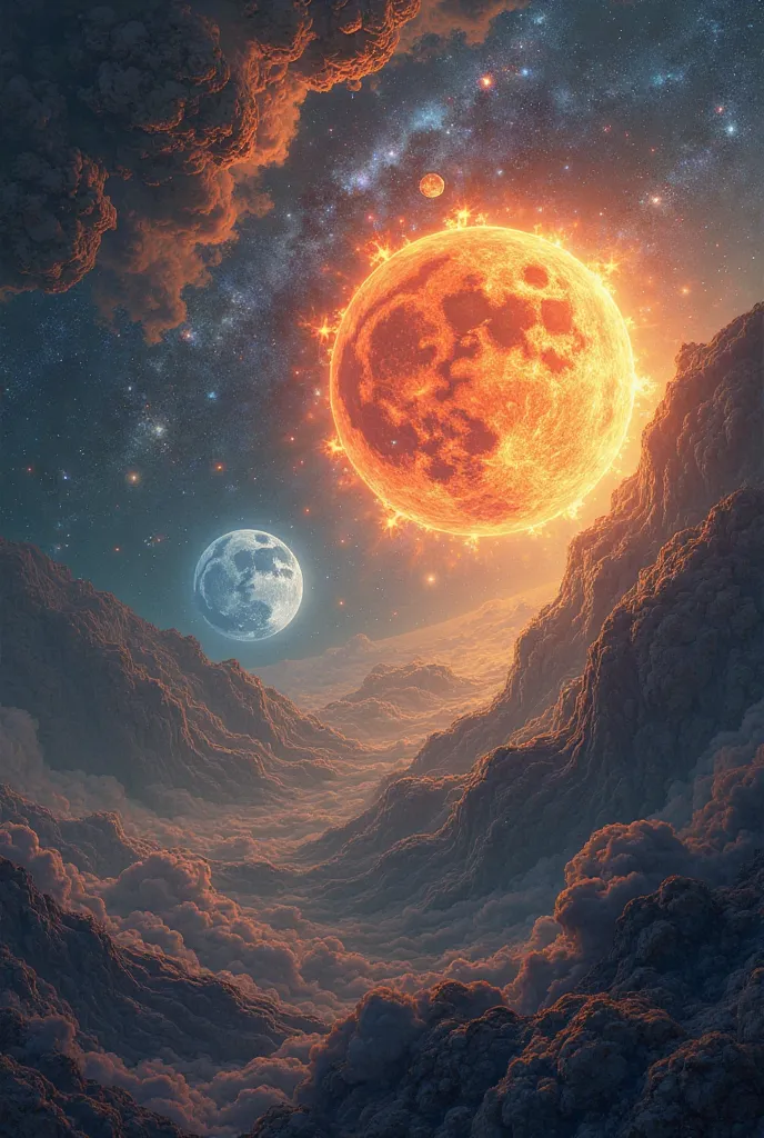 You can generate an image that on one side is of the Sun and on the other the Moon with a galaxy 

