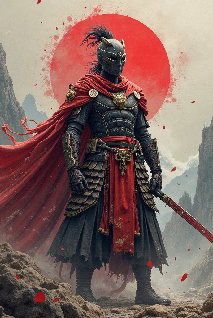 Create an epic character representing Japan as a superhero.  His appearance , It lasts, weapons and powers must reflect the culture, History, symbols and national identity of that country. The design must be detailed and impressive, combining traditional a...