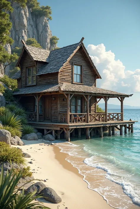 a very realistic rustic beach house 