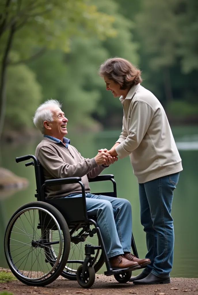 Now create a photo with the wheelchair user holding the rope for another