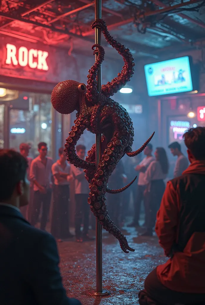 Octopus on a pole dance bar