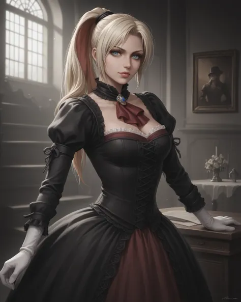 Lola Bunny looking woman cosplays the lady maria from the Bloodborne