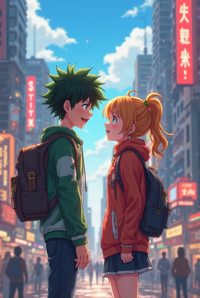 Midoriya and Uraraka catching up 