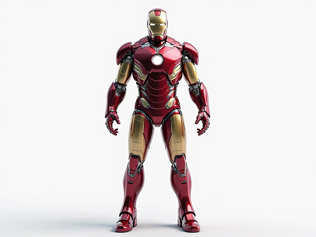 Realistic picture of Iron Man full image on white background