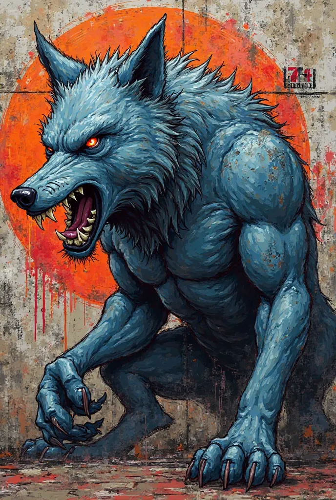 Wolf on the side graffiti drawing