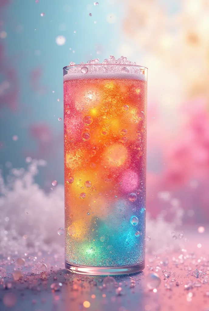 Italian soda with gradient colors, with bubbles, Watercolor style 