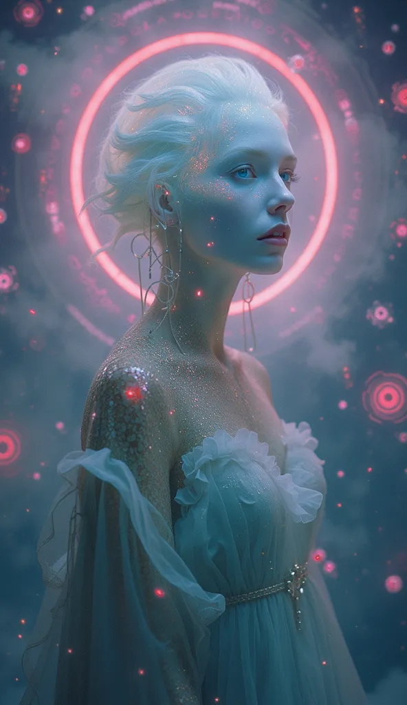 Long exposure, mirrorless 32k DSLR, RAW, f1.4, ISO 100. Pastels, UV reactive neon, colors/fractals auras, vaporous anomalies, spirits, a picture inspired by Guillermo del Toro, trending on cgsociety, pop surrealism, beeple and jeremiah ketner, brandon woel...