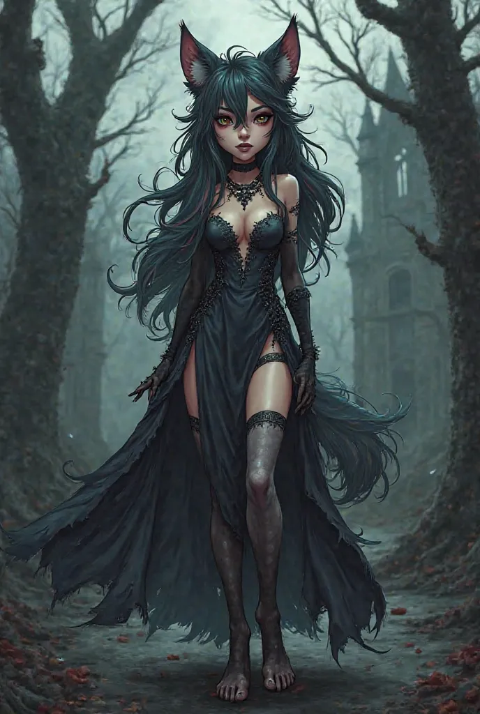 A furro humanoid gothic cartoon woman