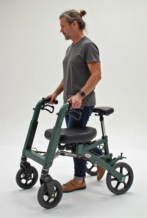 Design a multi-functional mobility aid that not only assists with walking but also includes features like
storage, seating, and stability on uneven surfaces. The aid should be lightweight, easy to maneuver,
and aesthetically pleasing to encourage regular u...