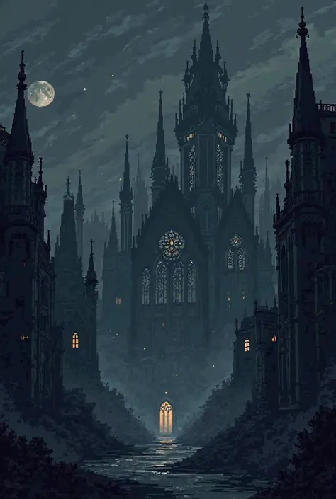 Gothic pixel art background with black colors 
