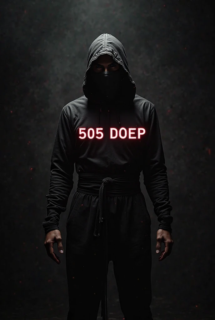 A black ninja that says 505 DOEP With a black frame