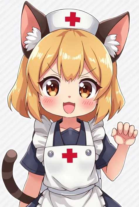 cartoon of a nurse cat with a red cross on her chest, anime catgirl, anime cat, junko enoshima from danganronpa, anime cat girl in a maid costume, safebooru anime image, nekomimi, cute anime catgirl, fully robotic!! catgirl, nyaruko-san, neferpitou