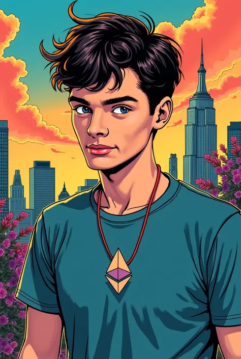 I'm going to draw a chill vitalic character like a chill guy meme. Draw Vitalik in American comic book style