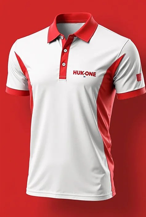 Create me white and red polo shirt from Peru with the name huk-one 