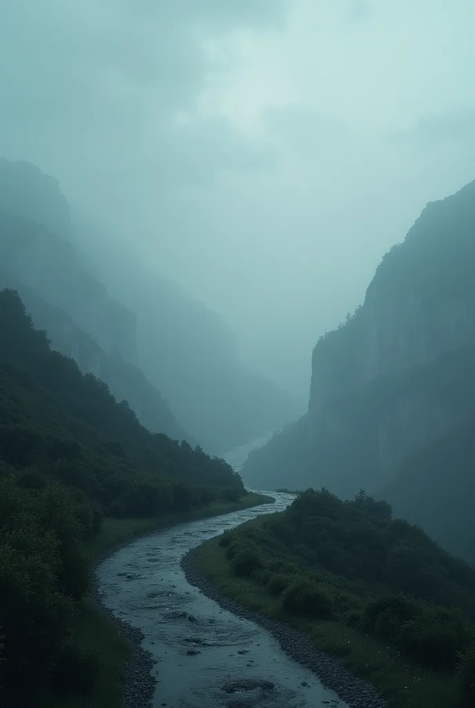 A melancholic yet soothing instrumental track with soft piano, slow violin, and deep ambient pads. The melody should evoke deep emotions, like a sad yet hopeful journey through misty mountains. Gentle raindrop sounds in the background add to the atmosphere...