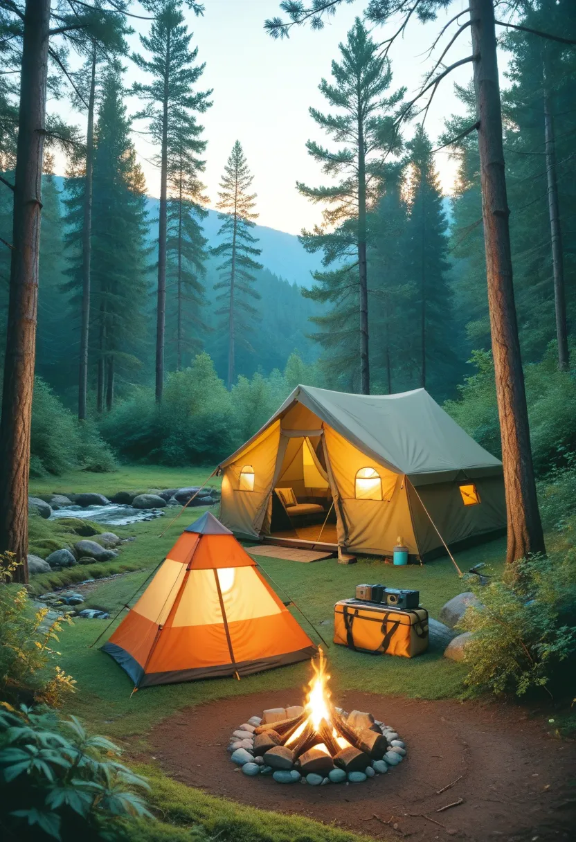 bonfire camp、Don't let people in, look at it from your own point of view、One Pole Tent