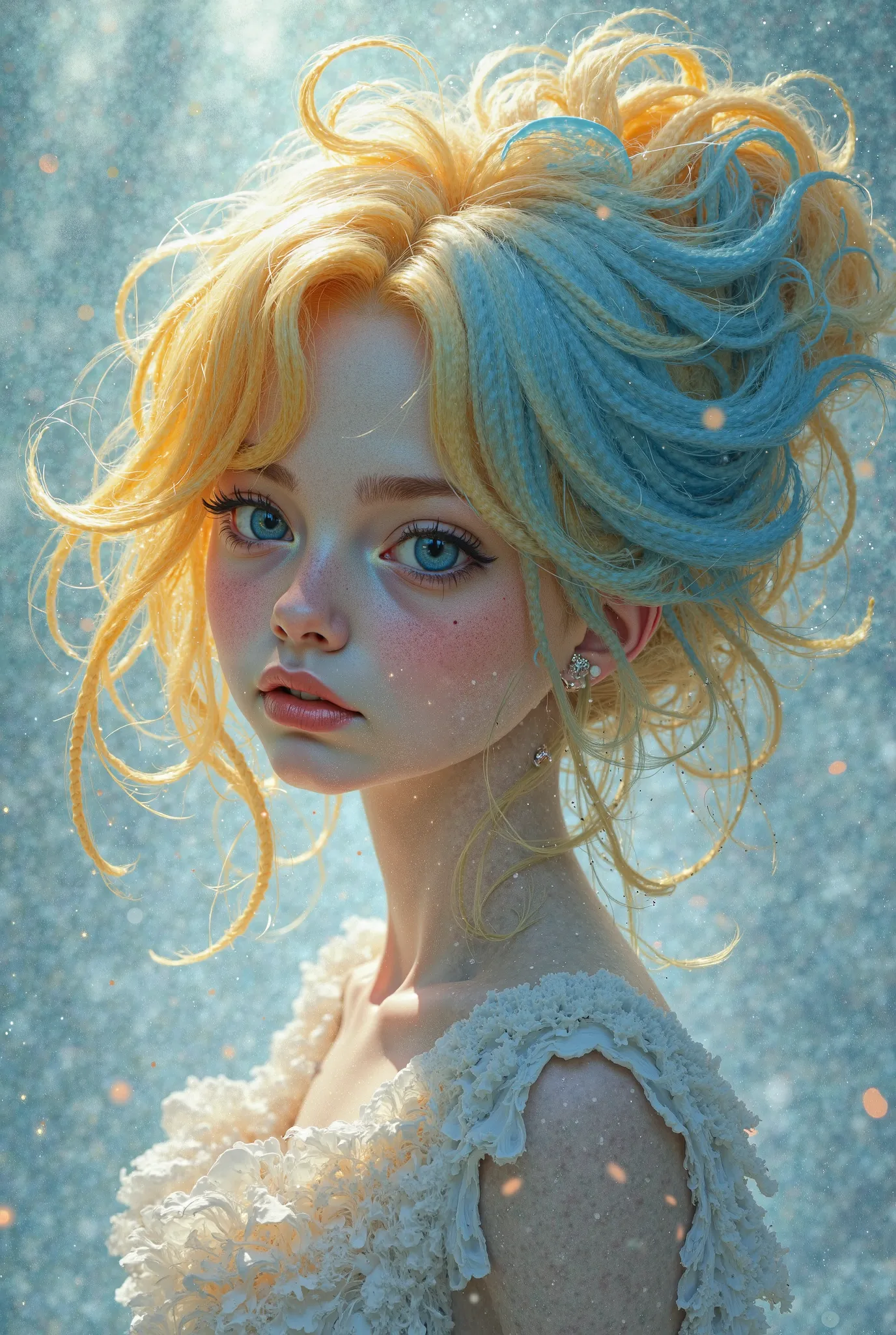 Girl with yellow and blue hair