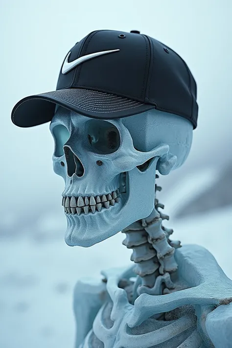  Ice skeleton with a black Nike cap