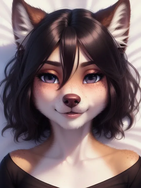 ((Realistic portrait, anthropomorphic dog, cute deep v neck blouse, 16yo)), flat chest, small breasts, anatomically correct, Schlank, Hochgeladen E621, detailed flauschige fur, (von Fluff-Kevlar, Iskra, personalami, wolfy-nail, Pino Daeni), realistic, ultr...