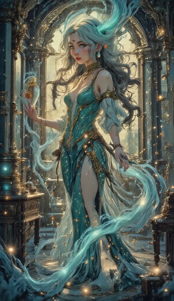 } Here's a description of an incredible fictional character:

Name: Lyra Aethereia

Appearance: Lyra is a 22-year-old girl, with an ethereal and mysterious beauty. Her hair is a cascade of silver threads that fall down to her waist, with patches of sky blu...