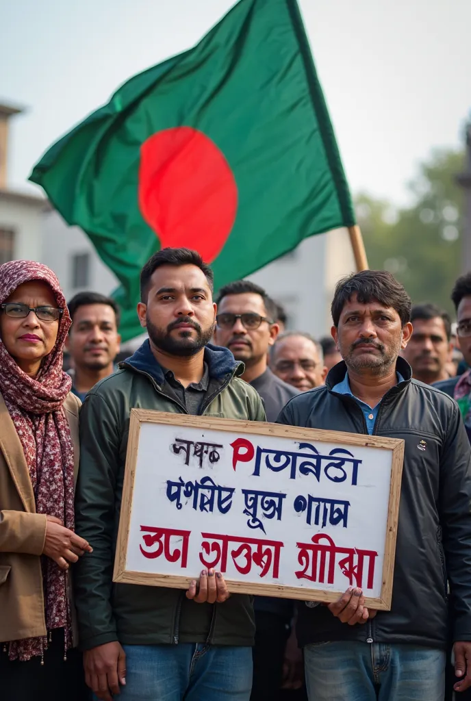 national citizen party english sign borad  , people holding political sign board , flag bangaldesh , 