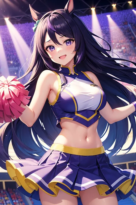 2 girls,   (((  Mejiro Dober_(UMAMUSUME),long hair,BLACK hair,purple eyes))),
(((Mejiro Ardan_(UMAMUSUME),long hair, Light blue hair,purple eyes))), pretty, (mature female:0.5), charming face, cowboy shot, intricate, (anime coloring, beautifully detailed f...