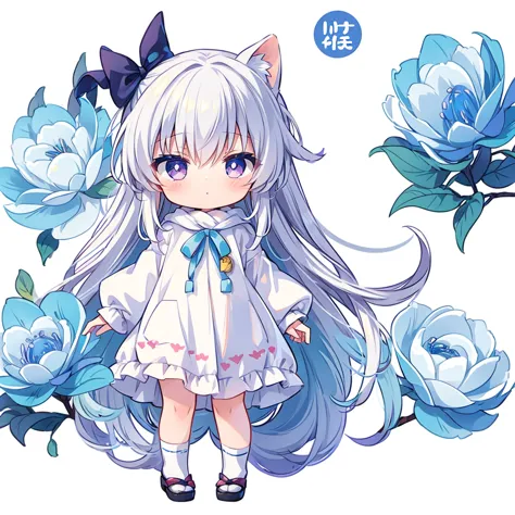 (white background),(  little character :1.4) 3rd grade、Alone,full body