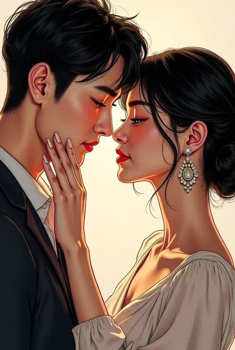 Man and woman , manhwa , closed mouth with hand , lookism