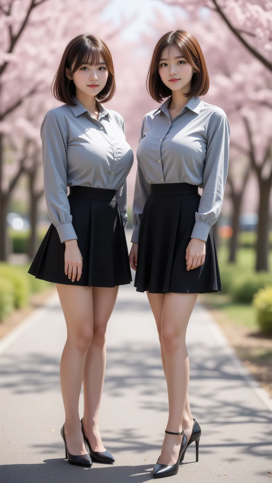     8K,  RAW photos ,  super A high resolution,  top quality , masterpiece:1.2), (realistic illustration ), (highly detailed CG Unity 8K wallpaper), ((full body image :1.5)), ((full body:1.5)), ((The spring wind is blowing, blowing the hair of two women)),...