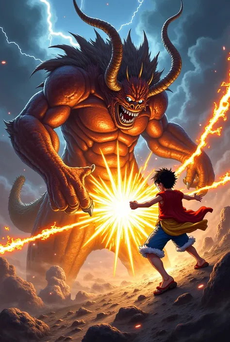 Luffy punching kaido in gear 5 
