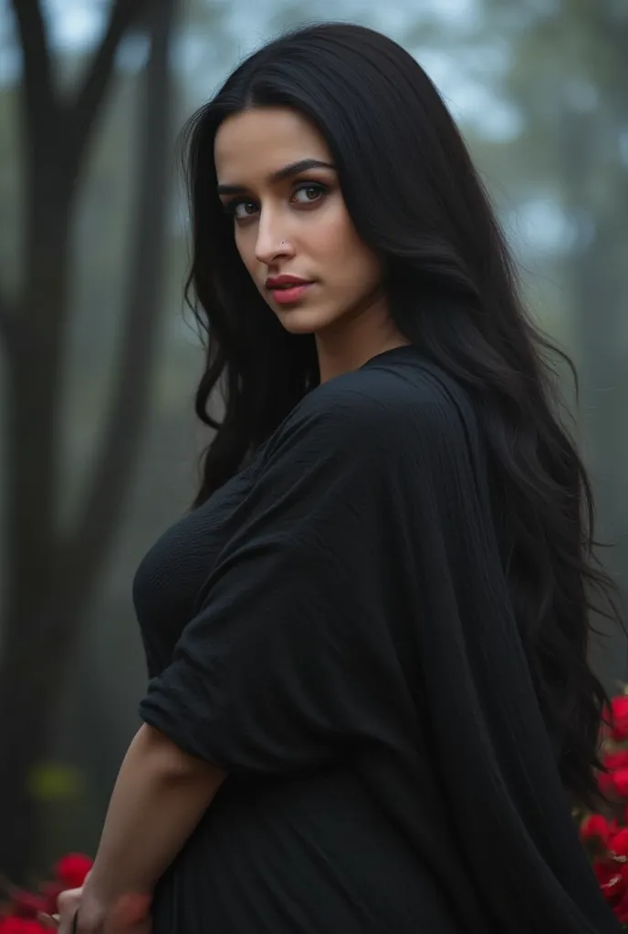 (8k,high resolution,masterpiece:1.2),actual,photo-actual:1.37,devil girl,red corner,Beautiful and delicate eyes,Beautiful and delicate lips,Extremely detailed eyes and face,long eyelashes,Sexy long black hair,fiery red eyes,Wearing a dark flowing open robe...