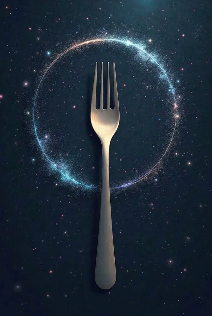 A vector with a fork and spoon in the shape of a circle that simulate a universe 