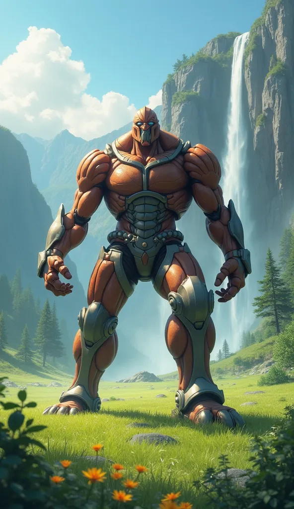 "Create a highly detailed illustration of the Armored Titan from 'Attack on Titan' dancing in a K-pop style. The Titan should have its iconic tall stature, brownish skin, and metallic armor plating covering parts of its body, just like in the anime. The sc...