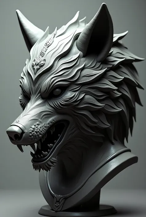 Helmet design with wolf head on top with study angle 7/3