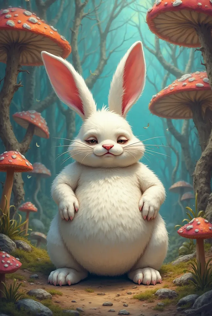 Tired and fat Alice in Wonderland rabbit 