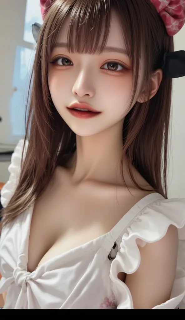 High Resolution, 最佳quality, detail, 高detail, quality, Very detailed,  Textured Skin ,  Awarded, masterpiece, HD model, anatomically correct, long hair, short hair, Bangs,  Dark Hair, Shiny Hair, Chest, Big breasts, 嘴唇微張, shy, Multi-colored dark eyes, Quadr...