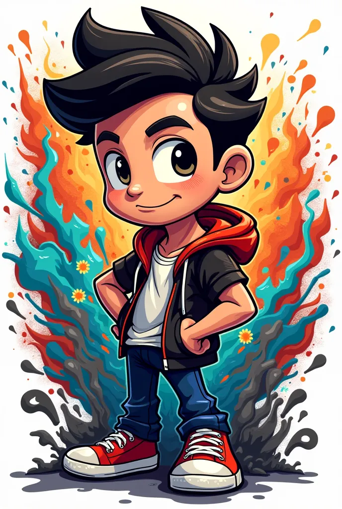 ANIMATED YOUNG MAN WITH A LOT OF FLOW GRAFFITI FOR A LOGO