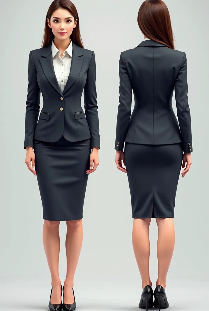 Creat a Manager uniform, no person, whole body front and back for female