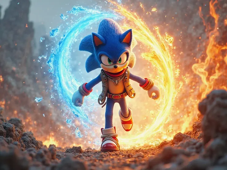 As a boy with powers of fire and ice having a connection with Sonic the hedgehog